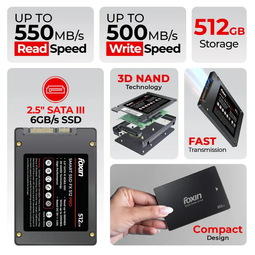 Foxin Internal SSD 512GB SATA (FX 512 PRO) view 2